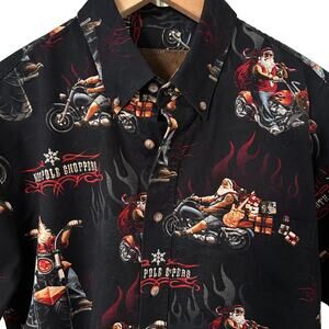 Santa Shirt Clearwater Outfitters Men's Sz Medium Biker North Pole Choppers